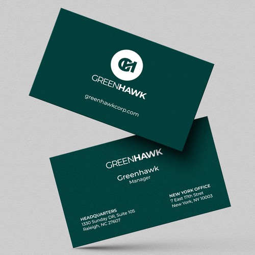 Green Hawk Business Card Design - Real Estate Development and Private Investment Company