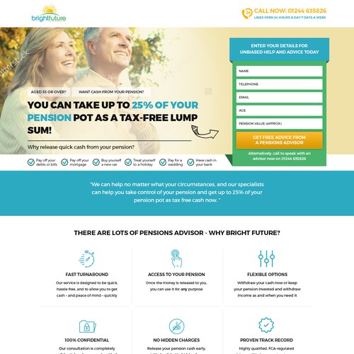 Landing page for financial lending