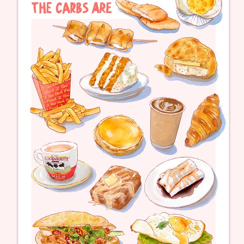 Food watercolor digital poster 