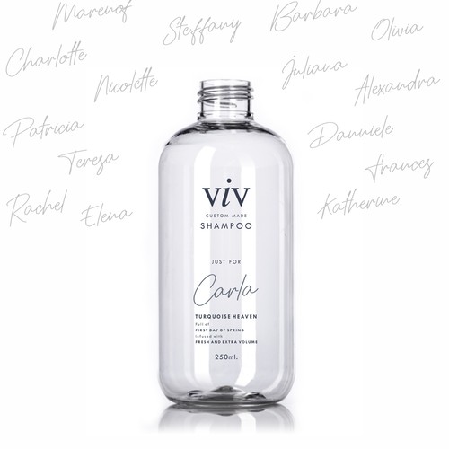 Luxury minimalistic personalised label design for shampoo & conditioner