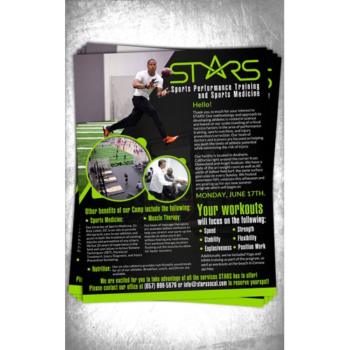 Flyer/Letter to NFL Players for off-season training at STARS