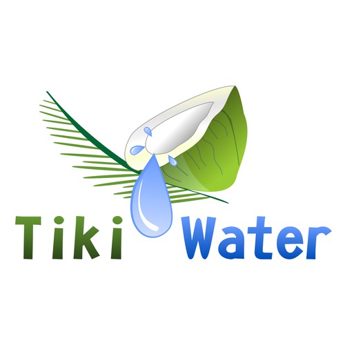 Create a logo for Tiki Water a modern twist on coconut water