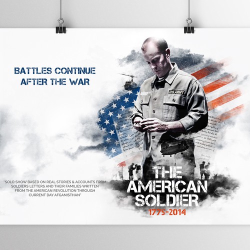 Create a powerful image a theater play about American Soldiers