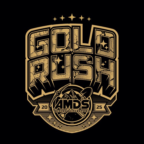 Tshirt design for GOLD RUSH 2025 Event by AMDS Mining Superstore