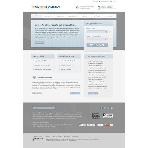 Refresh/Redesign for MyNewCompany.com, Inc.