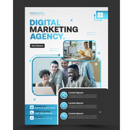 Digital Marketing Agency Flyer Template Illustration