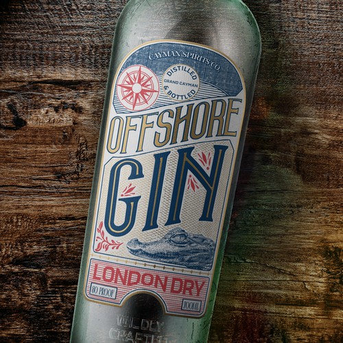 Illustrated label for Gin