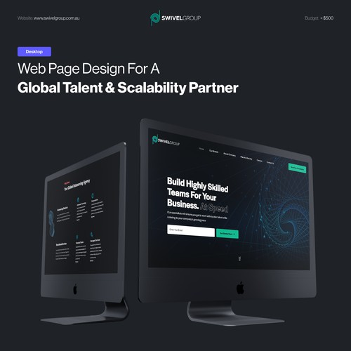 Landing page for a software consultancy
