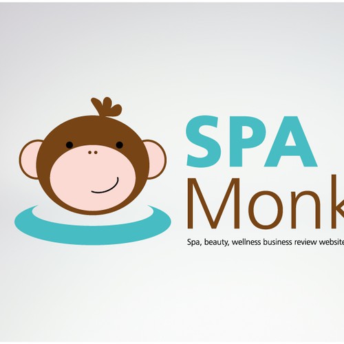 Create a cute, adorable mascot logo for Spa Monkeys