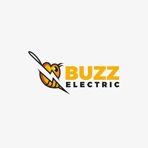 a logo for Buzz Electric with a bee and a lightning bolt!