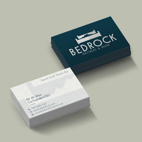 Logo, business card and slogan design for an outlet bed and other furniture store in Little Rock. 
