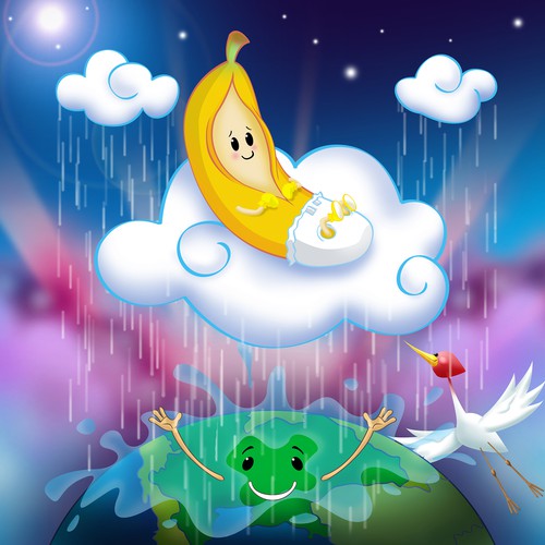 Poster contest of a banana and rain