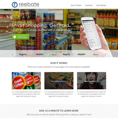 Rebate App Landing Page