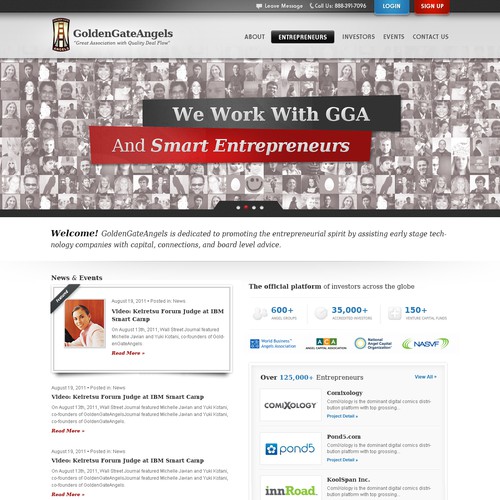 Website design for Golden Gate Angels
