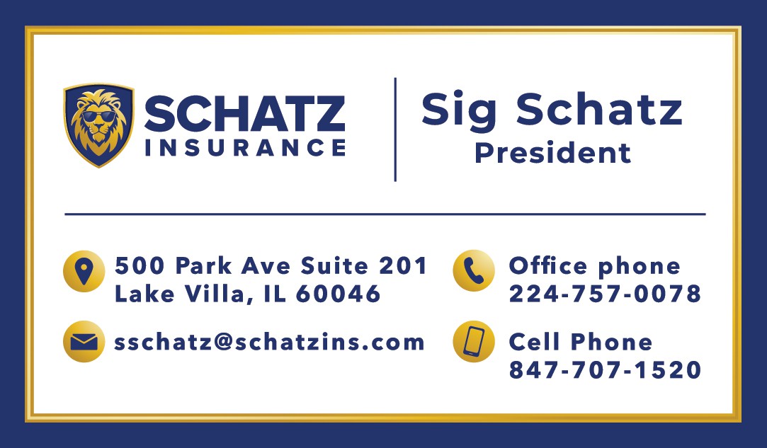 Schatz Insurance business card updating back side with 4 versions