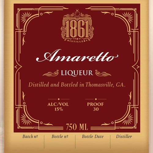 Amaretto liqueur label - Propsal 1