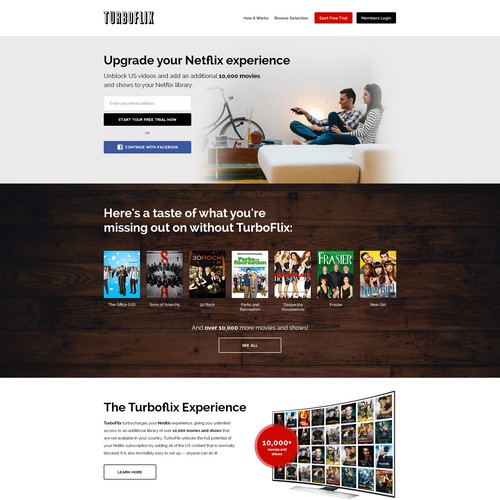 TurboFlix needs a homepage for its premium video streaming service