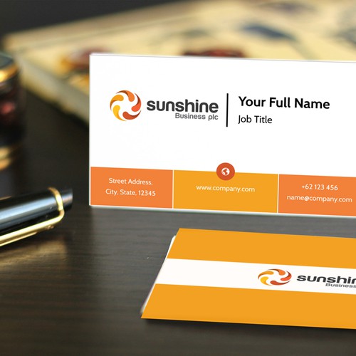 Clean and modern business card design for Sunshine Business plc