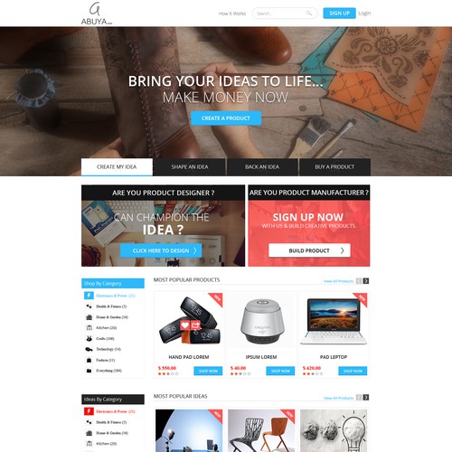 Exciting crowdsourcing ecommerce connecting great ideas, with the aim to create great products.