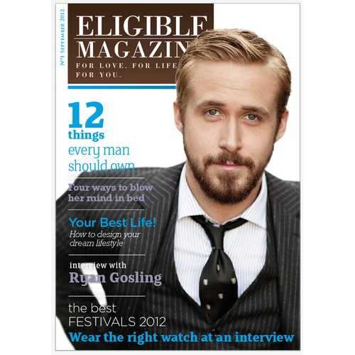 Create the next book or magazine cover for Eligible Magazine