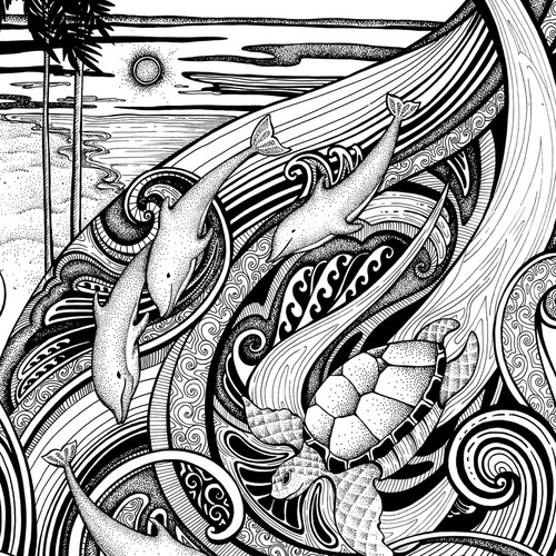 Dolphin Wave Tattoo Design