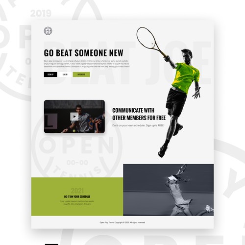 Tennis Landing page design