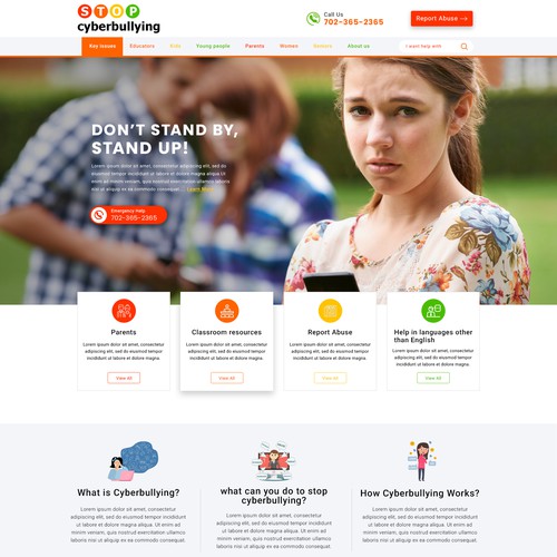 Landing Page design for stopcyberbullying.or