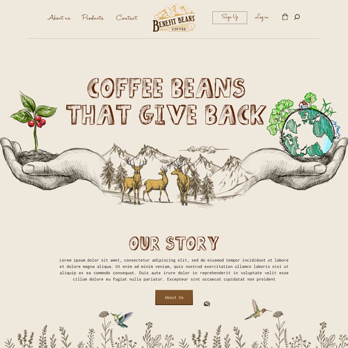Benefit Beans Coffee Website Homepage design