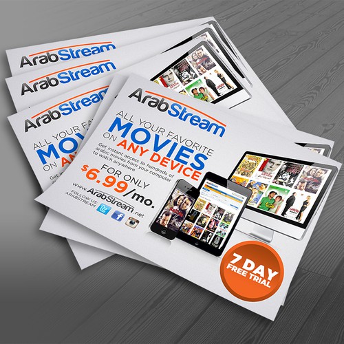 Create an eye catching postcard for media streaming service
