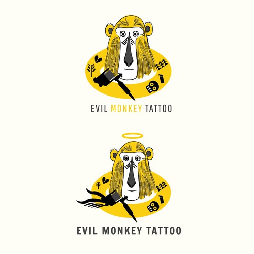 Evil Monkey Tattoo Logo Design