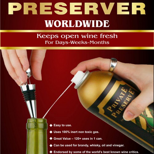 Create a Point of Sale banner for the worlds best wine preserver