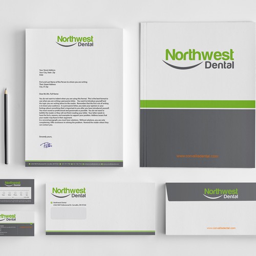 Create the next stationery for Northwest Dental