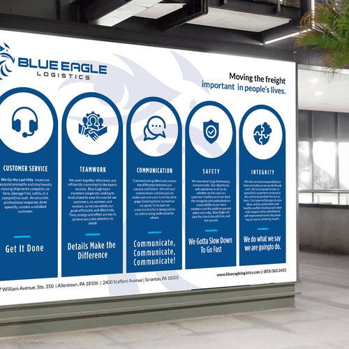 Poster for Blue Eagle Logistics Core Values Communication Program