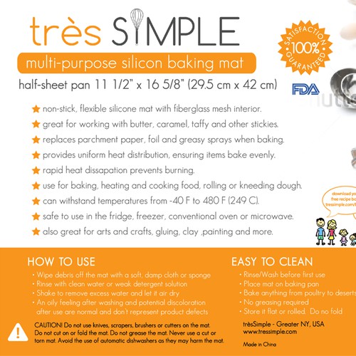 Create a simple but modern package label for tres SIMPLE