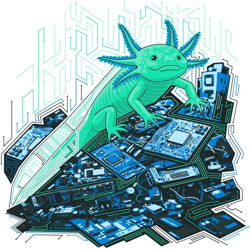 Cyber Axolotl: Tech & Hardware Mascot
