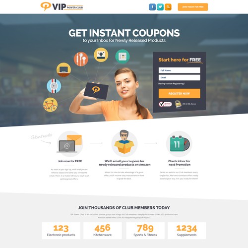 Landing page for VIP Power Club