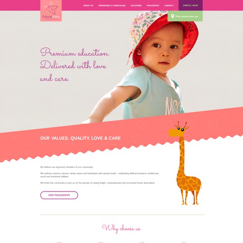 Homepage design for preschool