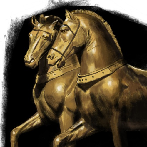 Bronze Horse Statue Tattoo Design