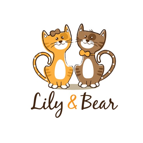 Logo of two playful cats for pet store
