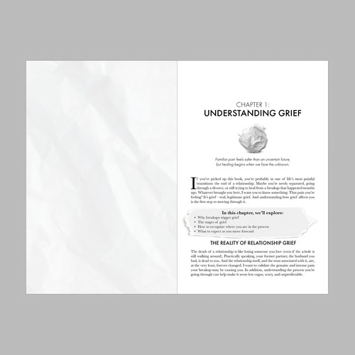 Interior Layout concept for grief workbook