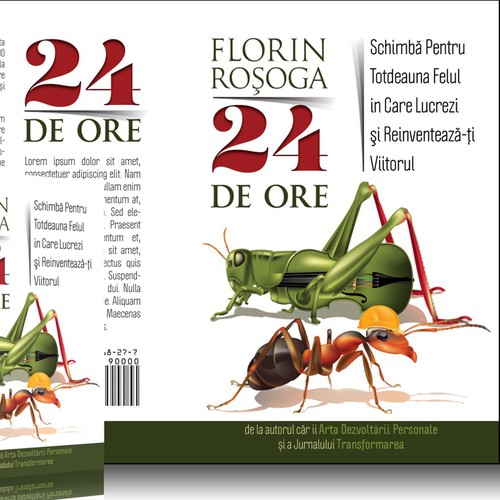 Design a eyecatching book cover for "24 Hours" Romanian book on time management and personal product