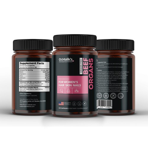 Grass-Fed Beef Organs Supplement Label Design
