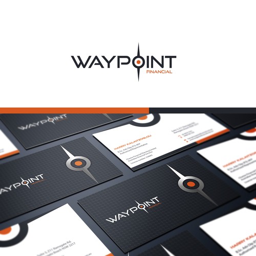 Create the next logo and business card for Waypoint Financial