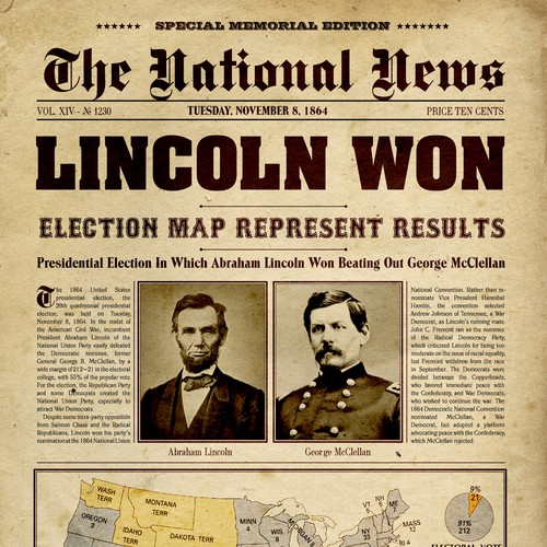 Historical poster design as old newspaper