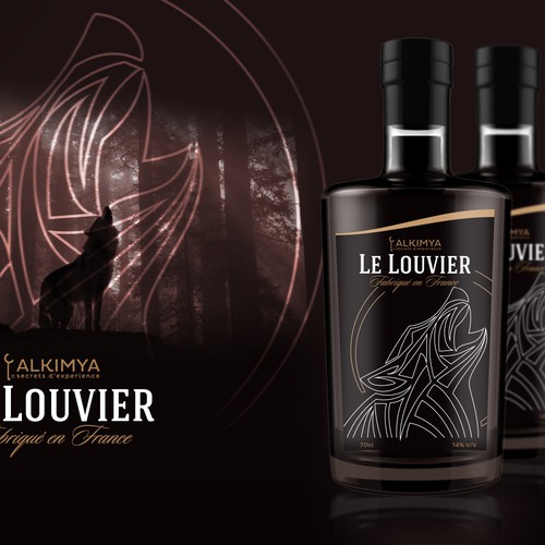 Modern label for french spirit and alcohol brand Alkimya