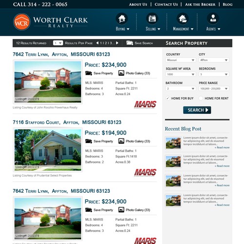 Website design for Worth Clark Realty