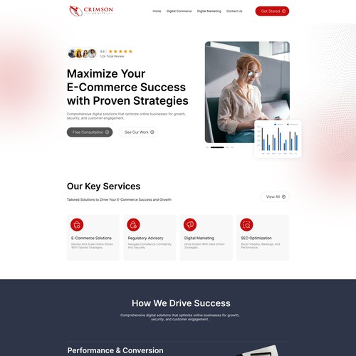 Website theme design for Crimson