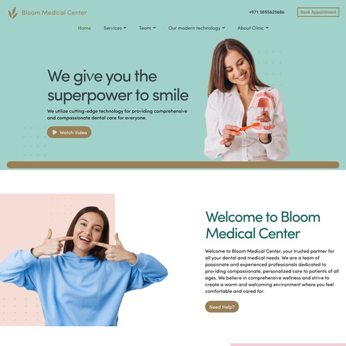 Homepage design for a dental hospital