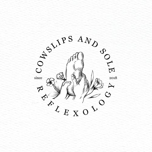Vintage style logo for reflexology practitioner