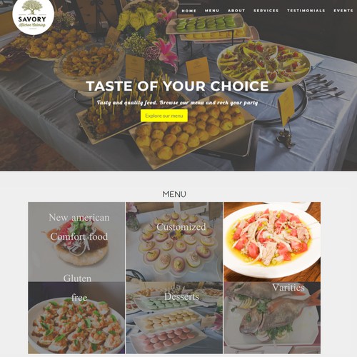Website for Savory catering